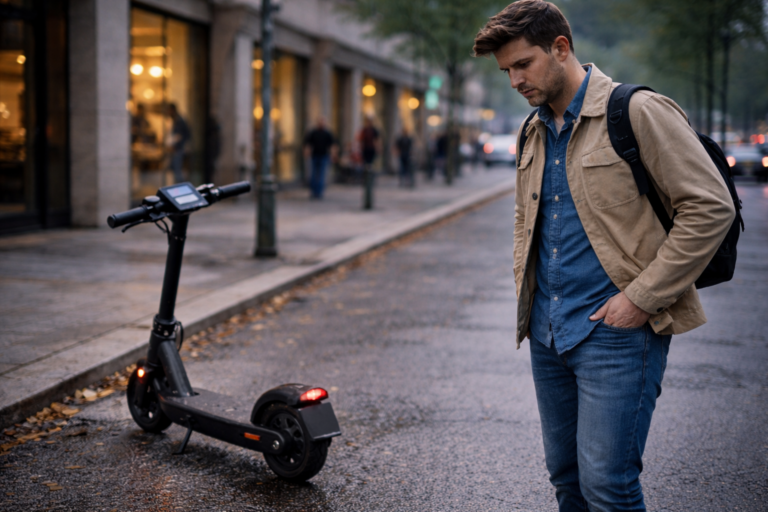 E-Scooter ohne Versicherungskennzeichen als Beispiel für Regelverstoß und mögliche Strafen im Straßenverkehr